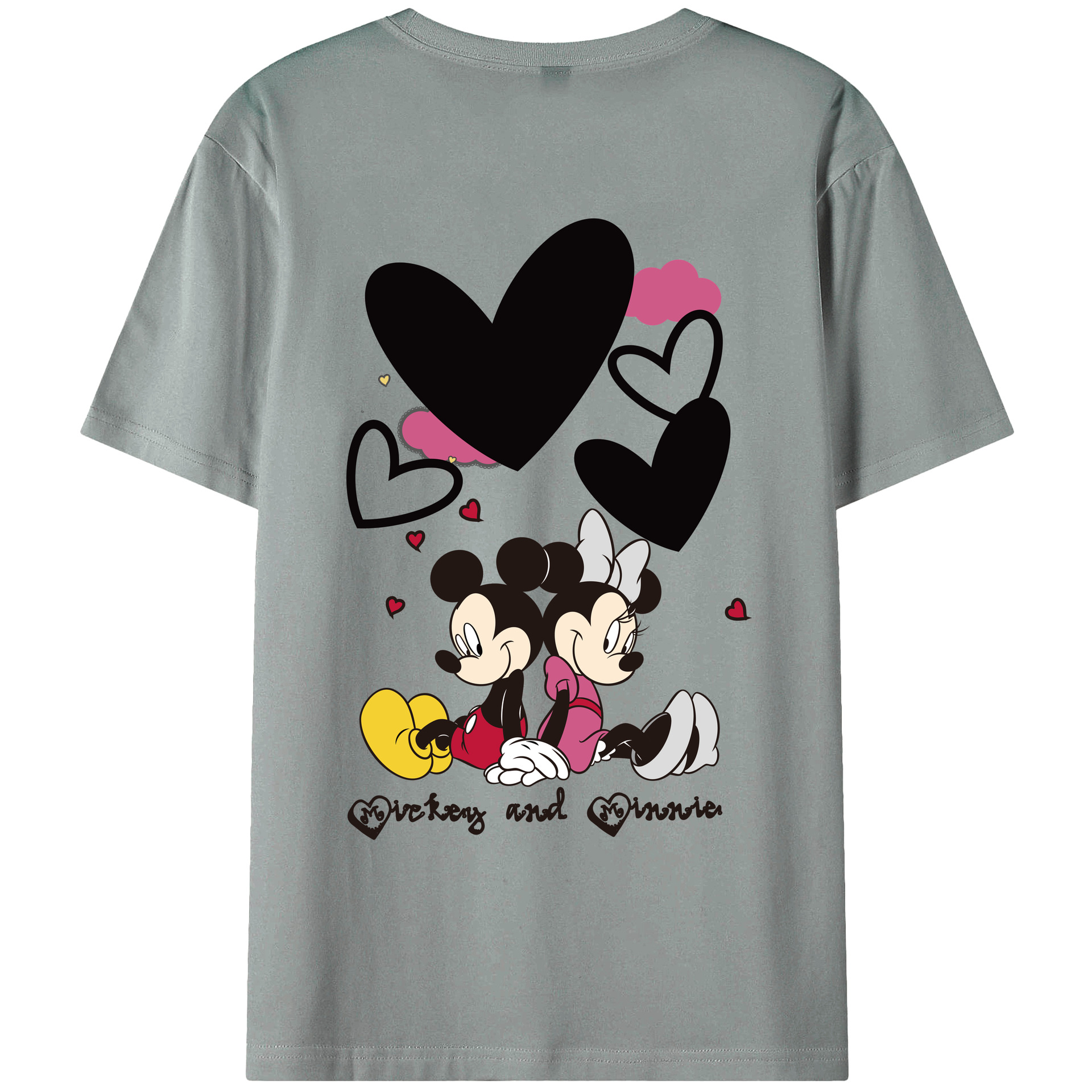 ミッキーマウス Mickey Mouse 綿100％ メンズ半袖Tシャツ（バックプリント） 通気性